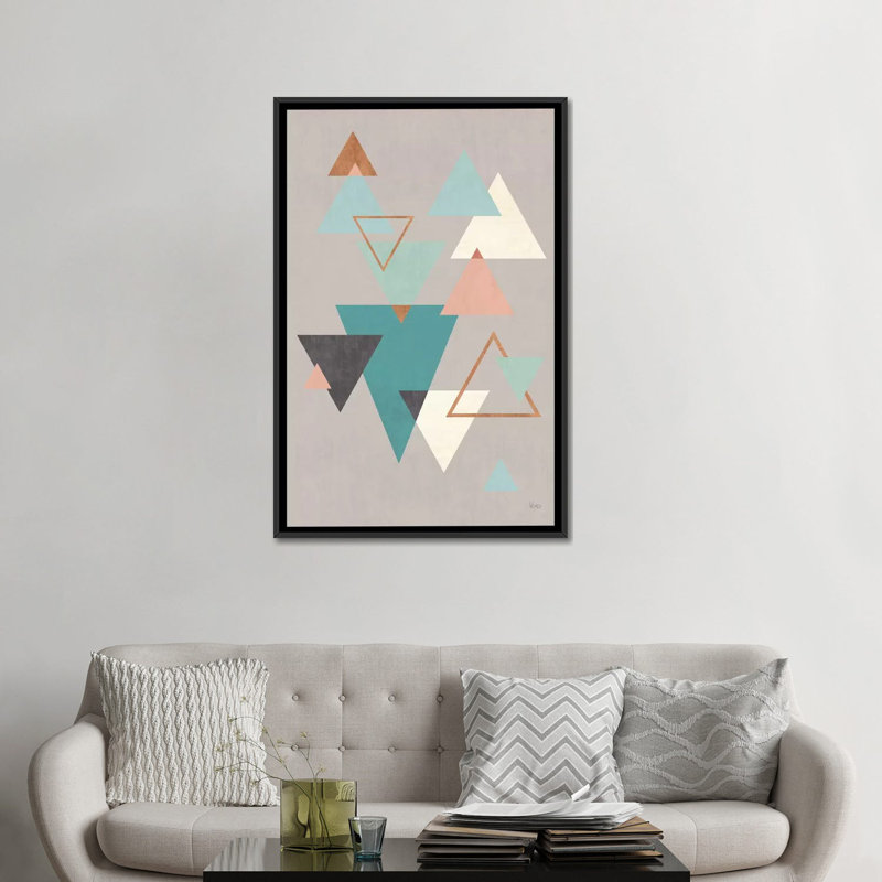 «Abstract Geo II Gray» par Véronique Charron, reproduction d'art graphique sur toile tendue, H 48 po x l 32 po x P 1,5 po
