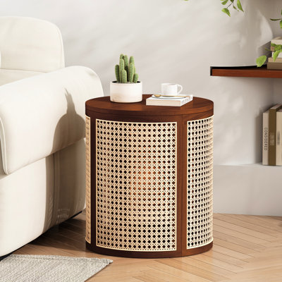 Plateau de table rond en bois de 15,7 po, bureau de décoration chic, excellente ventilation, brun foncé, table de bout à entretien simple, polyvalent pour un décor rustique, assemblage facile