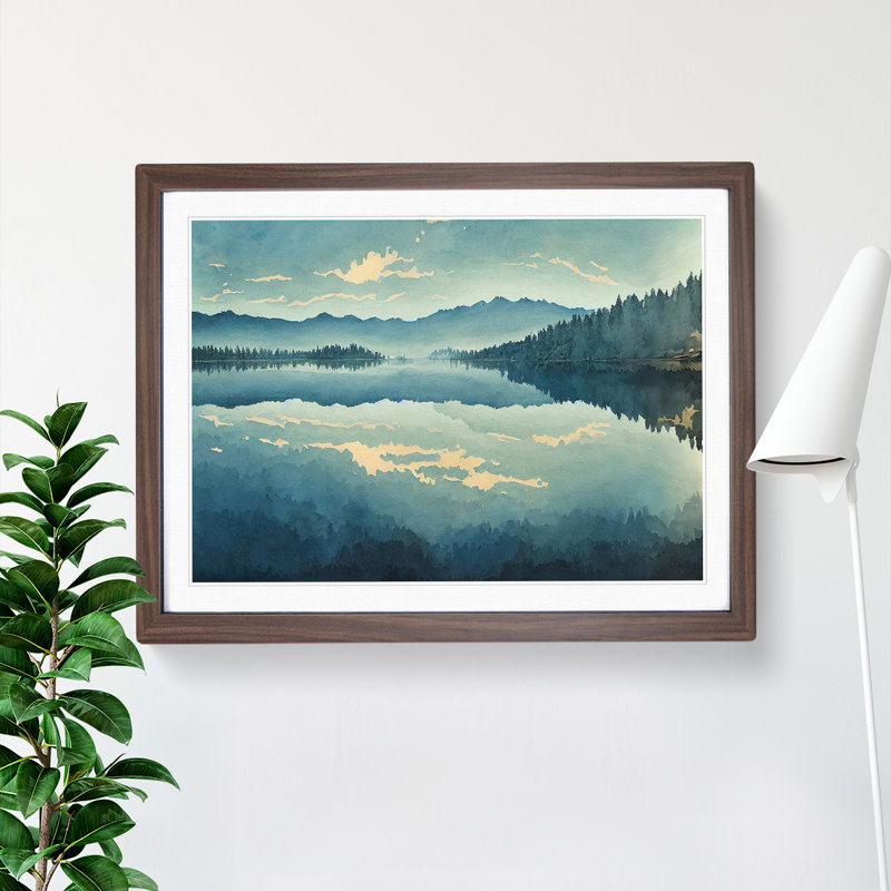 Forest Lake Vol.4 - Single Picture Frame Print, 46cm H x 64cm W x 2cm D, Walnut Framed