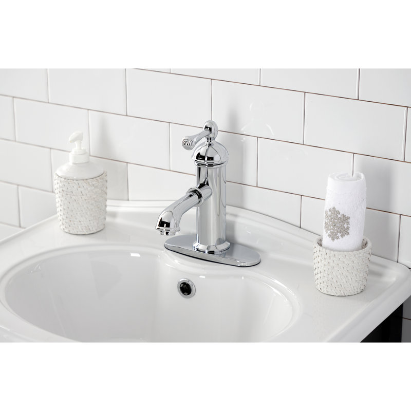 Kingston Brass Paris Single-Handle 1-Hole Deck Mount Bathroom Faucet with Brass Pop-Up, Polished Chrome
