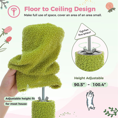 Tall Cat Tree, Floor To Ceiling Cat Tree Tower Adjustable [90.5''-100.4''=230-252CM] With Cat Condo, Cat Hammock And Scratching Post, Climbing Tree For Indoor Large Cats