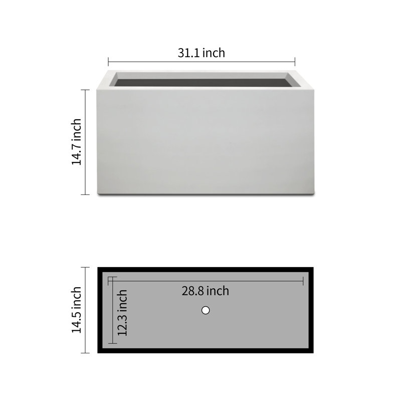 Lapria Handmade Planter Box, 12" H x 24" W x 10.5" D, Crisp White