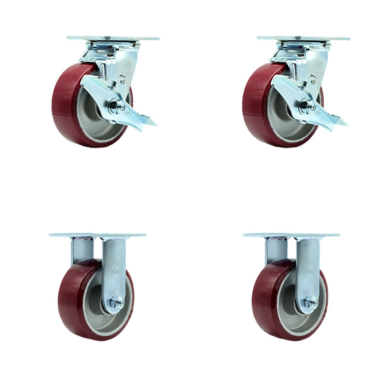 4 Piece Polyurethane on Aluminum Caster Set