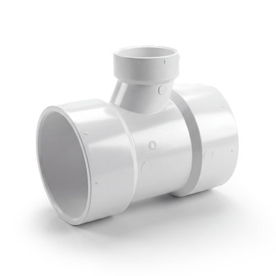 2" x 2" x 1-1/2" PVC DWV Drain Waste Vent Sanitary Tee Reducing Hub, White PVC Drain, Waste & Vent Fitting, (50 Pack)