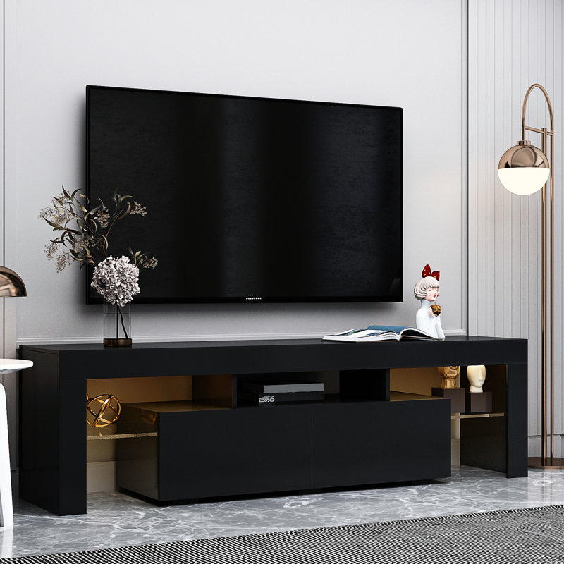 Meuble télé à DEL de 60 à 69 pouces de 60 à 69 pouces avec télécommande, lumières, télécommande et finition