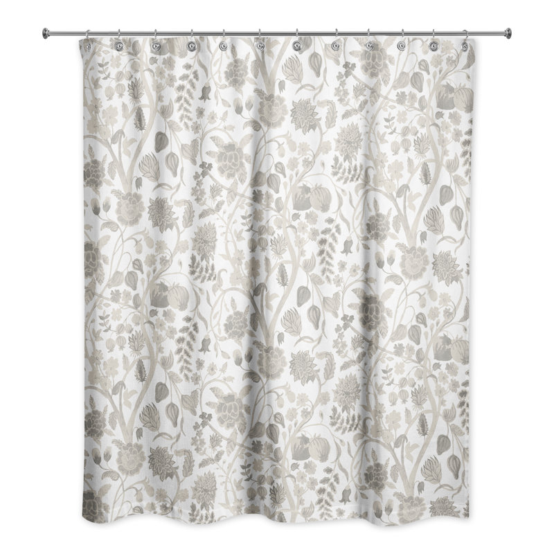 Ahrian Floral Single Shower Curtain, Beige