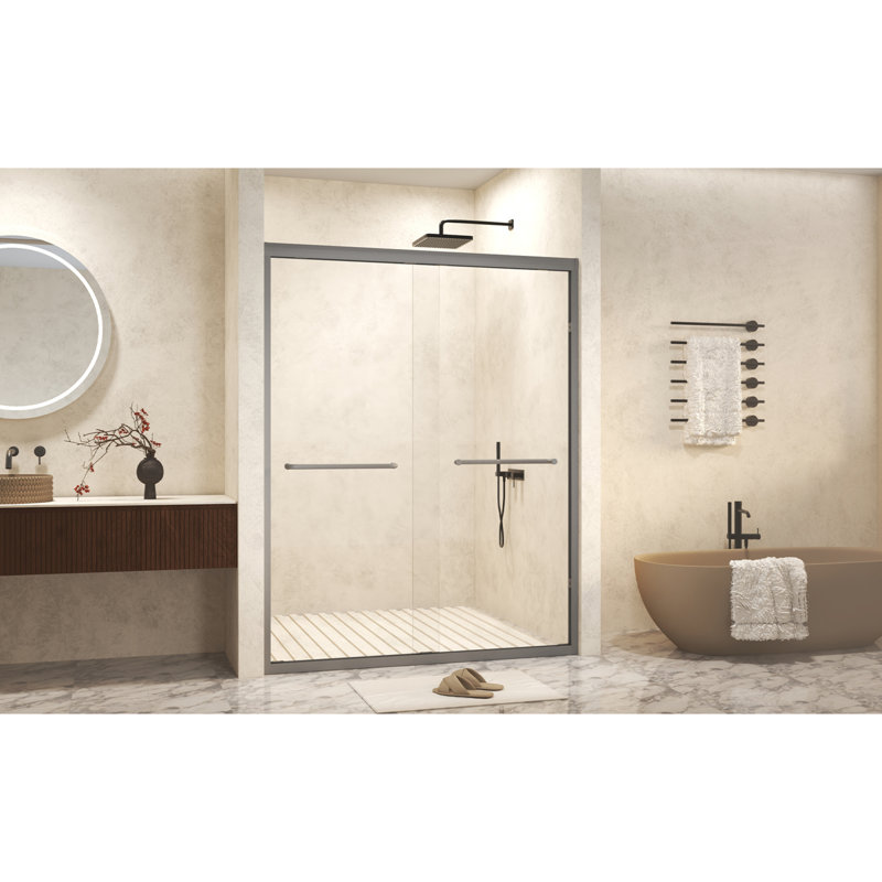 Porte de douche contemporaine en verre de sécurité durable