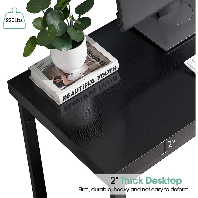 Bernard L-Shape Writing Corner Desk, Computer Desk, Black