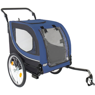 Remorque 2 en 1 et poussette pour animaux de compagnie pour chiens pesant jusqu'à 100 lb - Chariot de transport pour animaux pliable avec deux roulettes avant de 8 po et roues à dégagement rapide de 20 po, filet respirant et housse de pluie en PVC