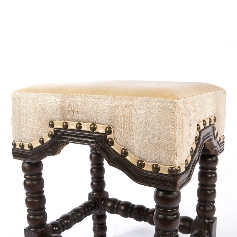 Marlo Upholstered Stool with Solid Wood Frame, Hide, Counter Stool (26" Seat Height)