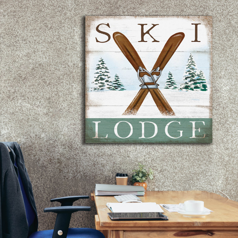  «Ski Lodge» par Elizabeth Tyndall, art mural sur toile, 37 po x 37 po
