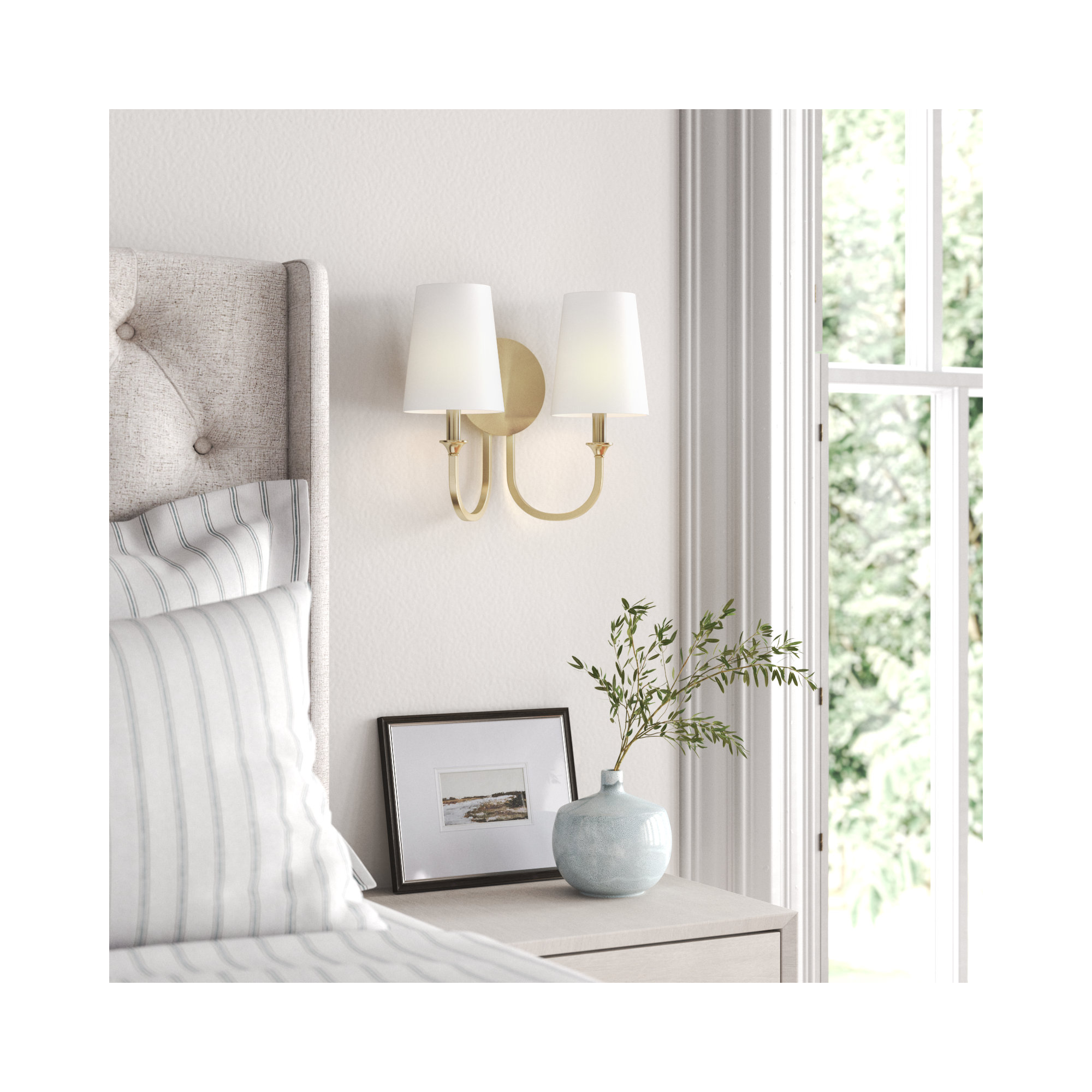 Ikenna 2 Light Dimmable Armed Sconce, Vibrant Gold