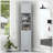 Tall Corner Bathroom Cabinet Two Doors Adjustable Open Shelves-1065683275