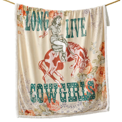 Campfire Sherpa Fleece Western Southwestern Cabin Lodge Country Rustic Throw Blanket, 54x68 inch