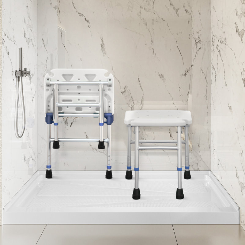 Adjustable Height Shower Chair, Corrosion-Resistant Aluminum Alloy Bath Chair with 3-Level Height Adjustment, 275Lbs Capacity for Seniors & Disabled