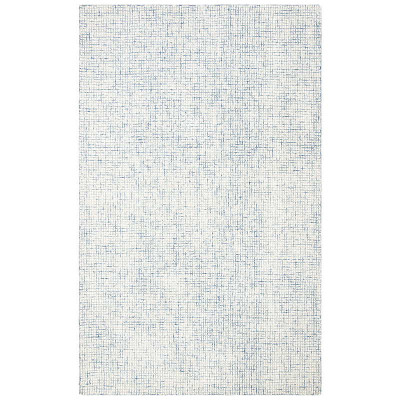 Rowe Handmade Ivory/Blue Rug, Rectangle 5' x 8'