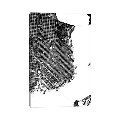 San Francisco Black And White by Planos Urbanos - Wrapped Canvas Print