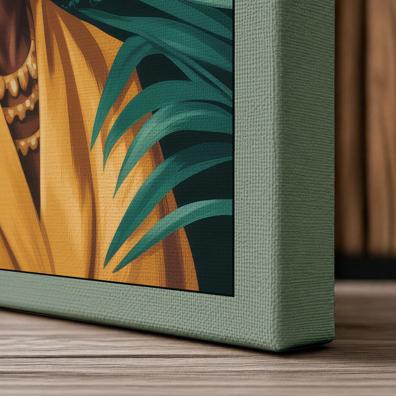 Golden Wrap in Green Boho 1 Piece Wrapped Canvas Wall Art, 24x16 - 61.0 x 40.6 cm, Sage Border