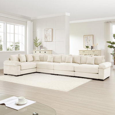 Canapé modulaire surdimensionné surdimensionné en nuage, canapé-lit modulaire convertible avec accoudoirs très larges, 18 coussins décoratifs en velours côtelé de qualité supérieure, conception ergonomique, assemblage facile, pour étude
