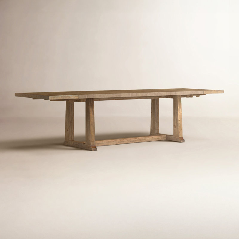 Daila Extendable Pine Solid Wood Dining Table, Honey Pine/Waxed Pine