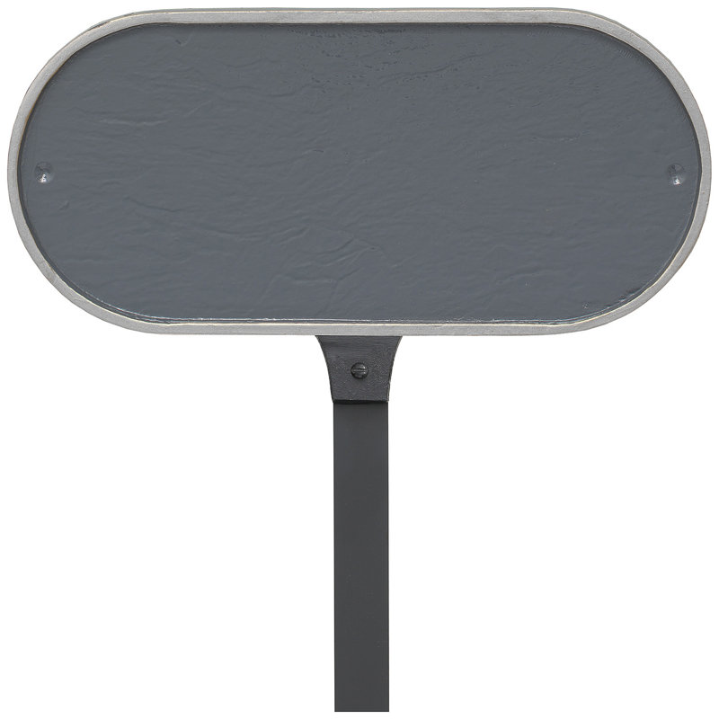 Plaque d'adresse oblongue avec piquet de pelouse, Gris / Argent, Oui