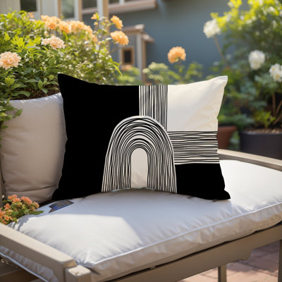Cassie Abstract Spun Polyester Outdoor Reversible Throw Pillow