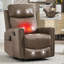 Fauteuil inclinable manuel en cuir véritable brun clair Camel avec fauteuil berçant et pivotant pour le salon-76610142
