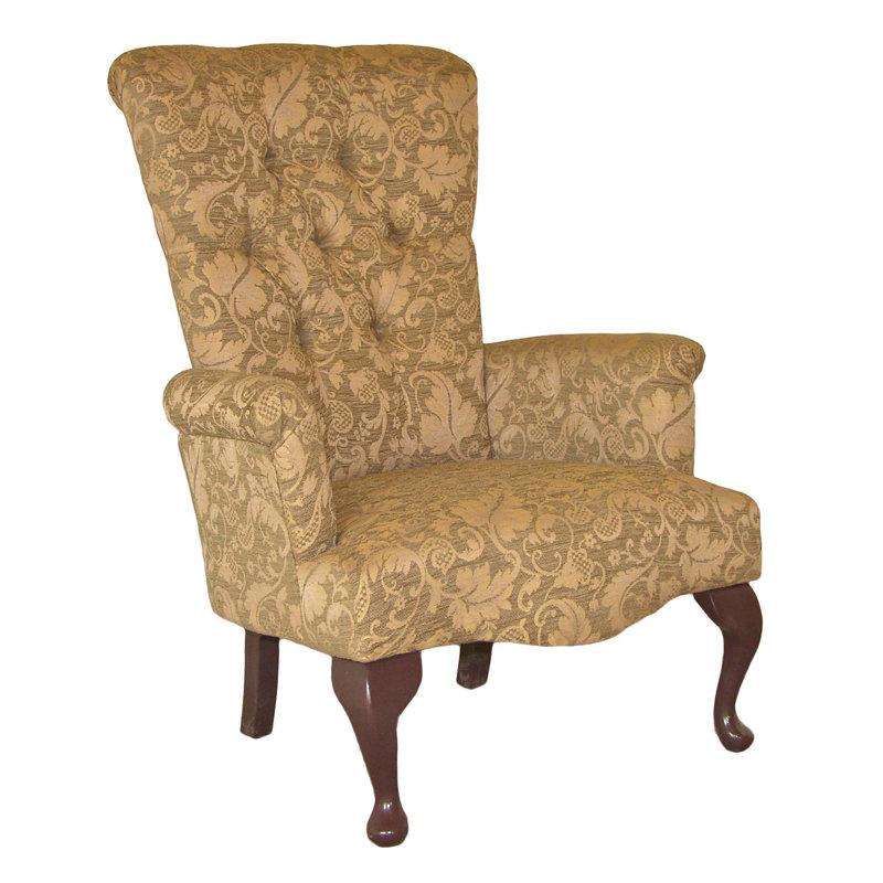 Clarine Upholstered Armchair, Mahogany, Bacio Hessian