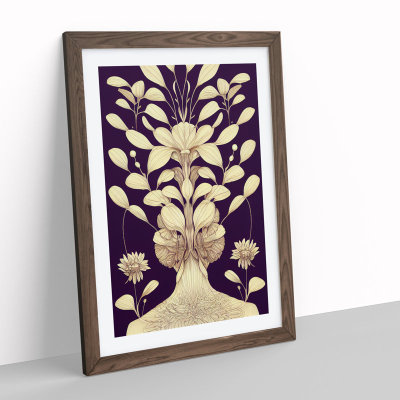 The Animated Flowers - Wall Art, Walnut Framed Paper, 64cm H x 46cm W x 2cm D, Walnut Framed