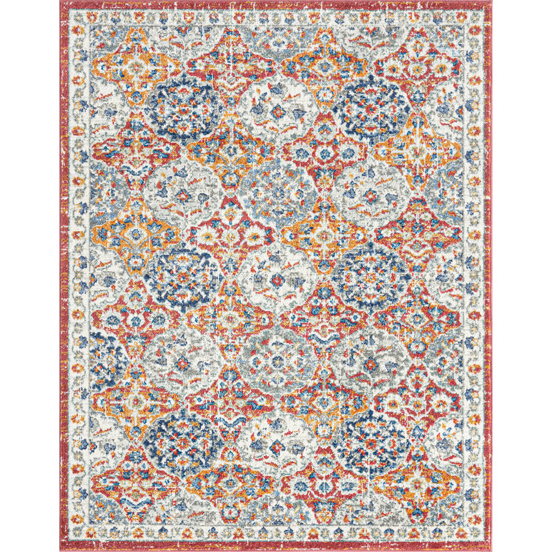 Tapis oriental bleu marine Adriana, Red/Blue, Rectangle 5 pi 3 po x 7 pi 3 po