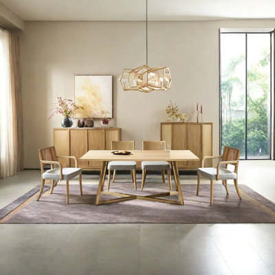 Stainless steel solid wood dining table set