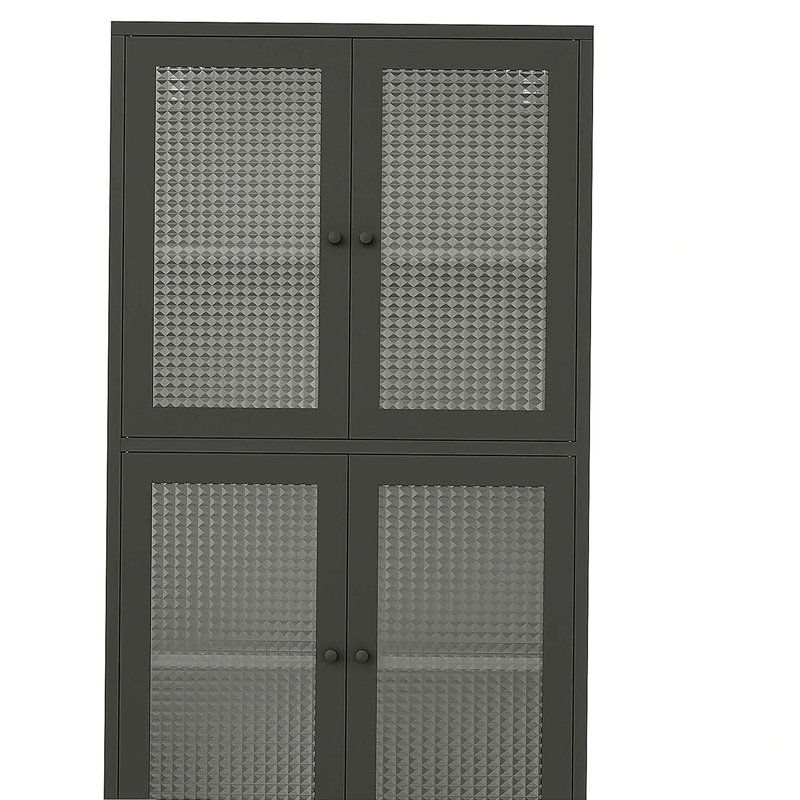 Armoire de rangement classique en métal avec 4 portes en verre et 4 tablettes