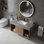 Meuble-lavabo flottant 39,4 po Guiles avec placage en noyer