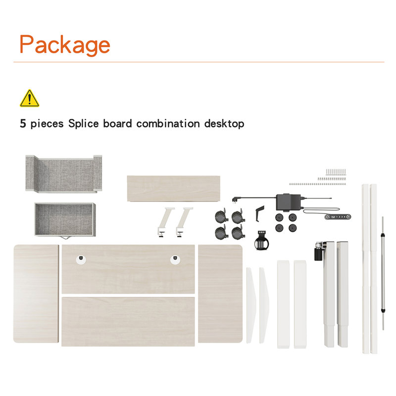 Lasherrie Height Adjustable Standing Desk With A Layer, Oak/White, 49" H x 55" W x 30" D