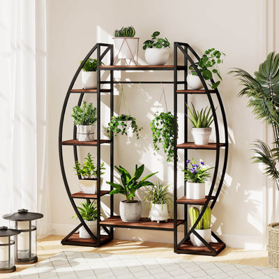 63 Tall 10-Tier Indoor Plant Stand with Grow Lights for Multiple Plants Balcony Latitude Run
