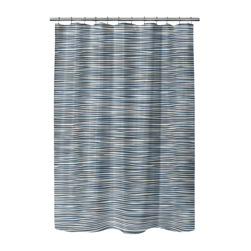 Rideau de douche ultra-mince Thick N Thin, H 70 po x l 90 po, Bleu rayé 6