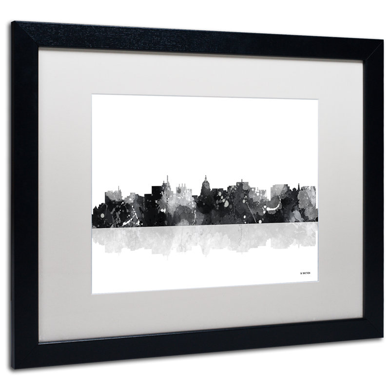 « madison wisconsin horizon bg-1 », impression sur toile encadrée, H 16 po x l 20 po x P 0,5 po, Brun
