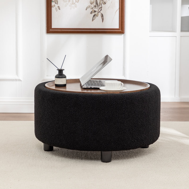 Table basse ronde avec rangement Pietsch, Bouclé noir