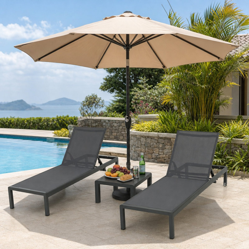 2pcs Outdoor Chaise Pool Lounge Chairs(Set of 2)
