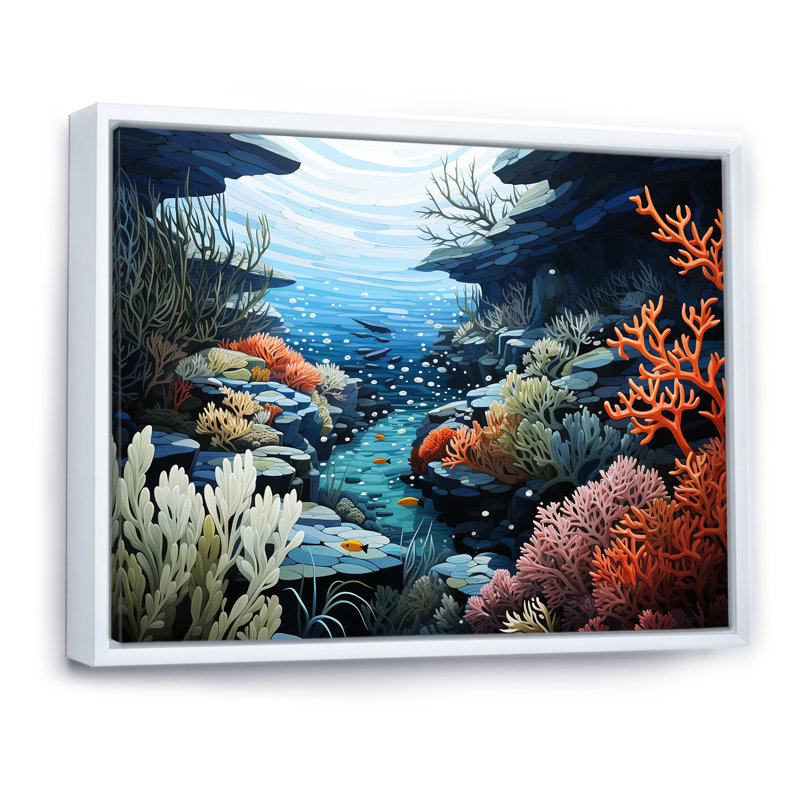 Scènes marines profondes - impression, Cadre flottant blanc, H 12 po x l 20 po x P 1 po
