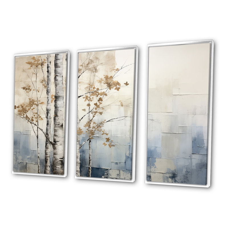 Croce - ensemble d'art mural forêt, H 40 po x l 60 po x P 1 po, Cadre flottant blanc