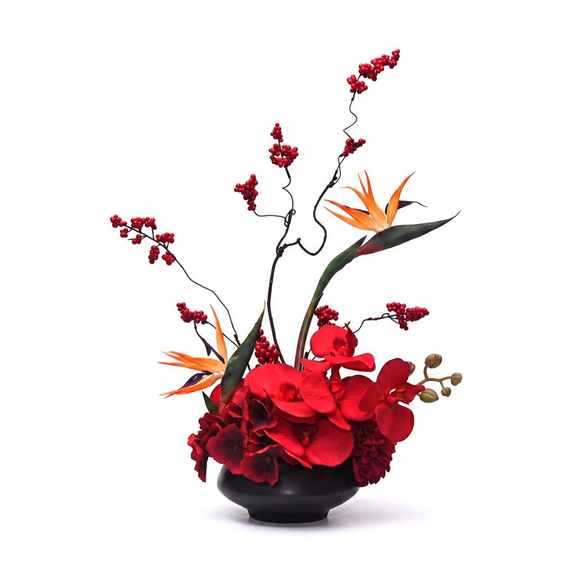 Fleurs artificielles artificielles en pot, centre de table floral
