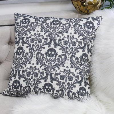 Gray 20x20 Polyester Throw Pillow Set of 2 Baroque Skull Day of the Dead Accent Cushion