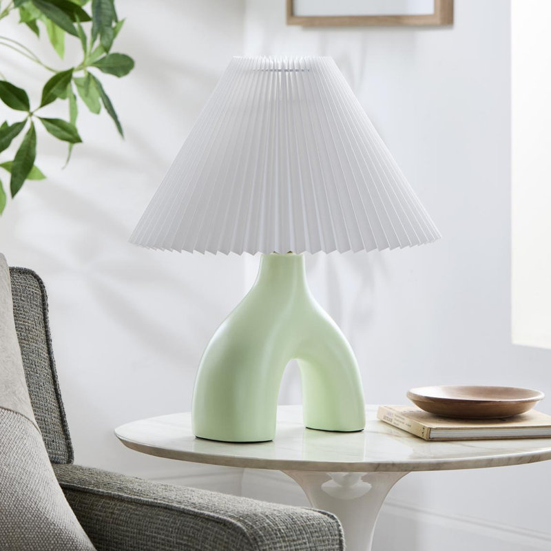 Celes Table Lamp, Light Green, White