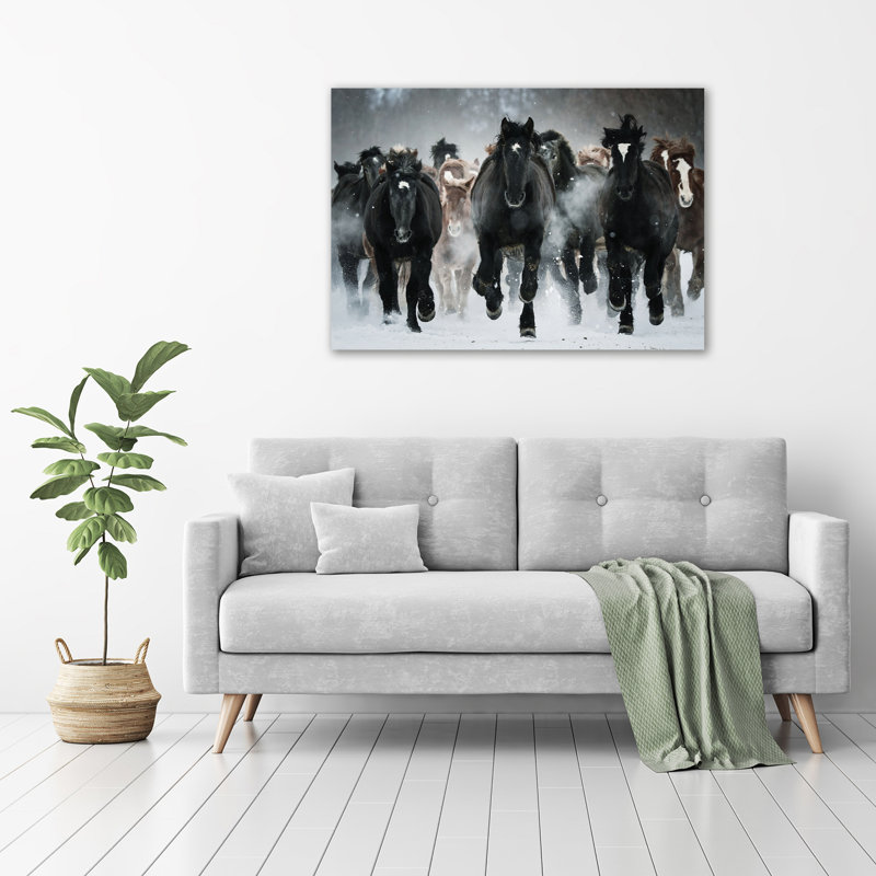 Horses In A Gallop - Wrapped Canvas Print