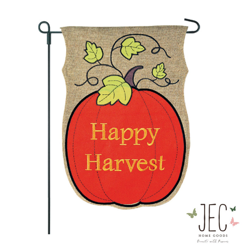 Drapeau de jardin en polyester 21 po x 14 po Galiena Happy Harvest