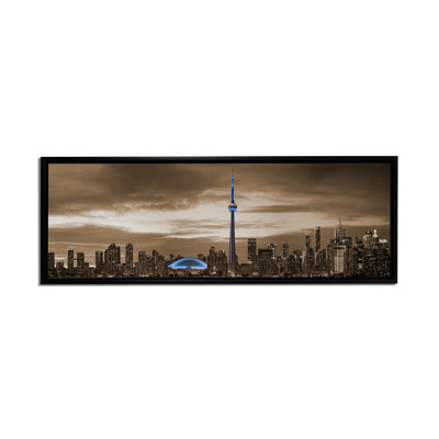 " Toronto In Sepia-Cities Skylines- Hand Applied Gold Varnish (72" X 24" X 1.25") "