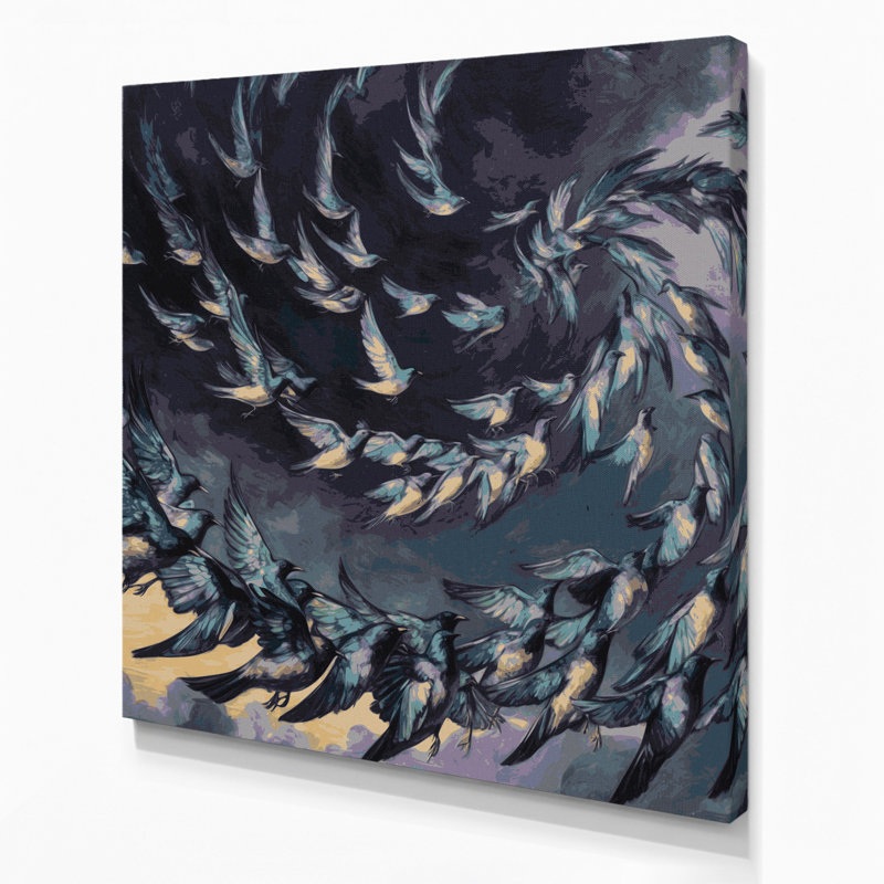 Oiseaux, art mural sur toile gris Starling European, H 32 po x l 32 po