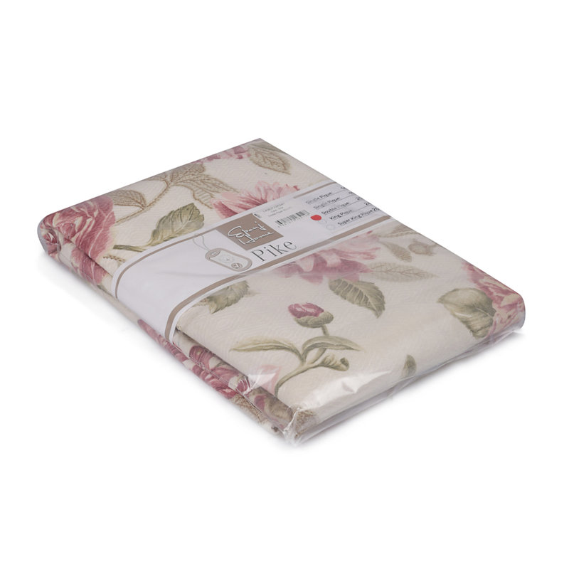 Luxurious King Pique Bedspread, 100% Cotton, Pink, Ecru & Beige | Non-Elastic, Machine Washable (30°C), 8.3 oz/sq yd | Soft, Stylish Bedding for Ultimate Comfort and Elegance