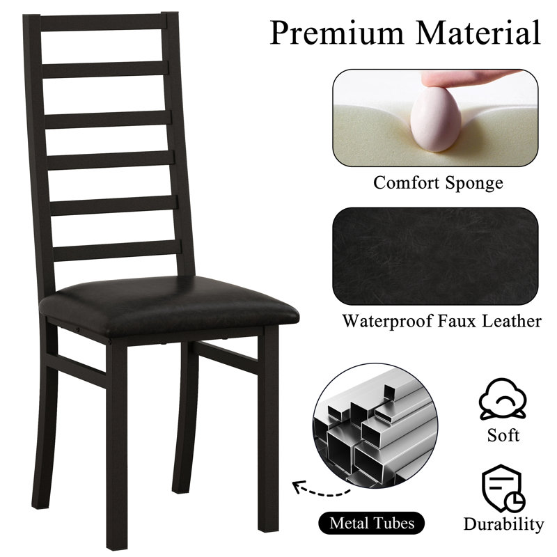 Ensemble de salle à manger rectangulaire en bois avec dossier haut, Noir, Gris foncé, Noir